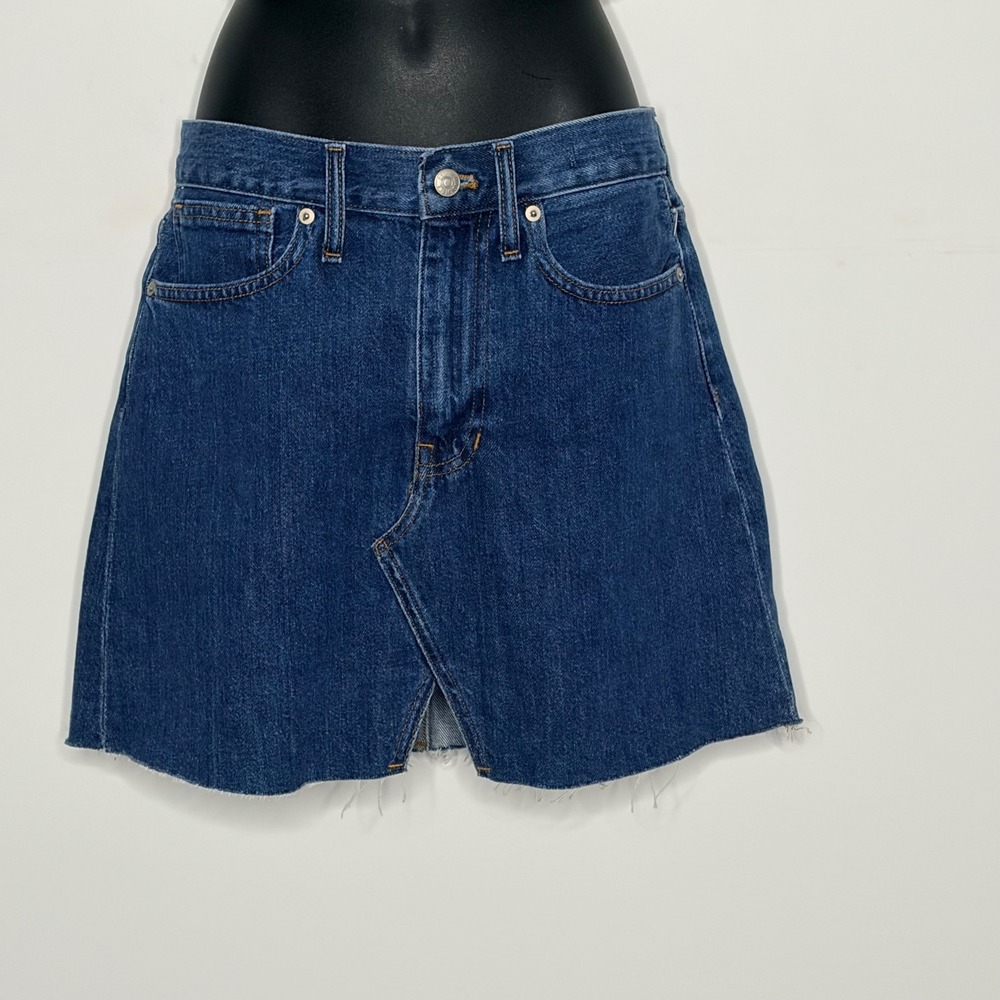 Madewell Rigid Denim A-Line Skirt Women 26 Blue Cotton Raw Hem NWT M2227 - Picture 12 of 12